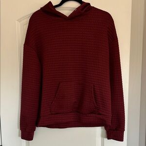 Burgundy Waffle Knit Hoodie